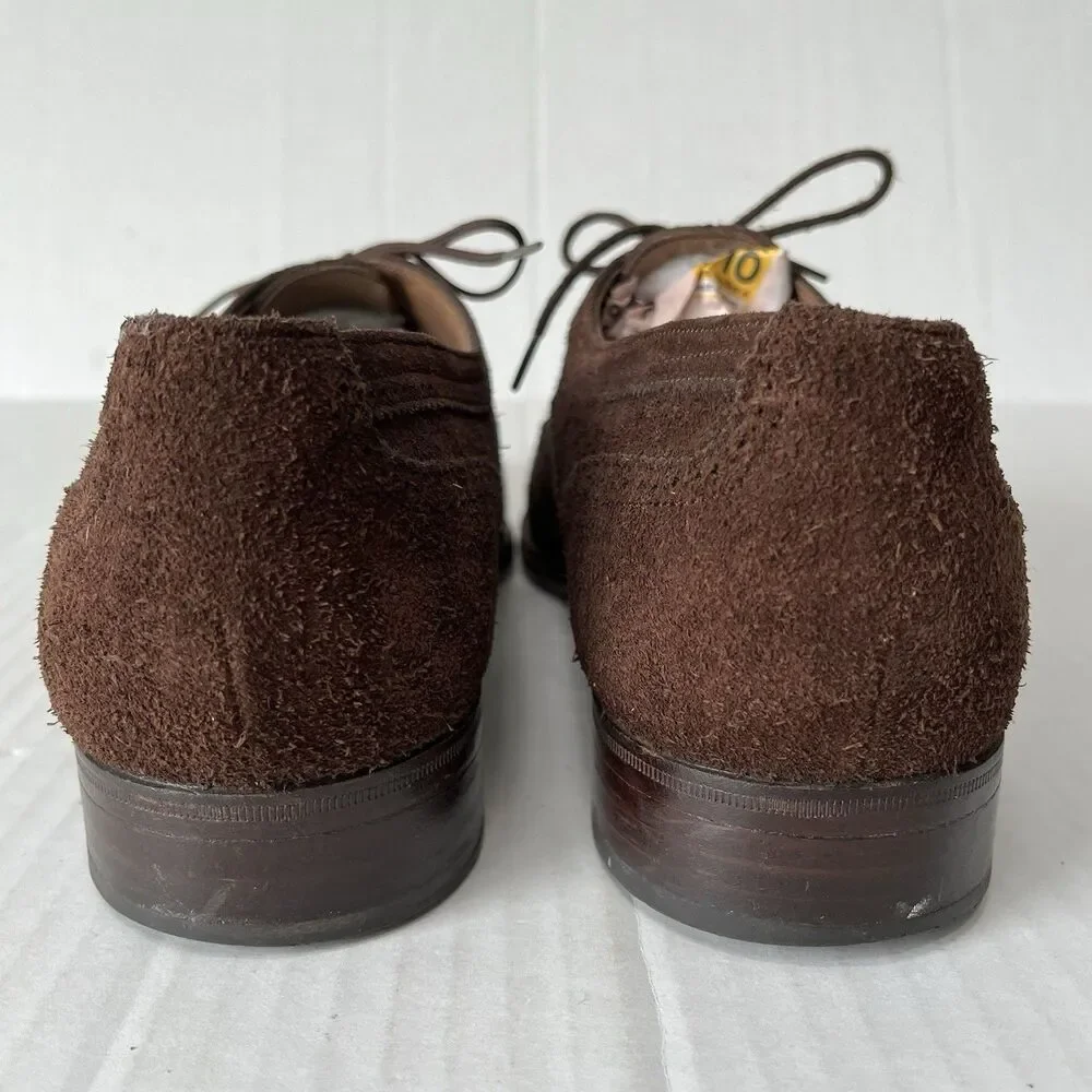 Bally Mens Sz 9.5 Brown Suede Wingtip Oxford Derby Brogue Shoes Made in Italy